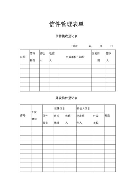 信件管理表单