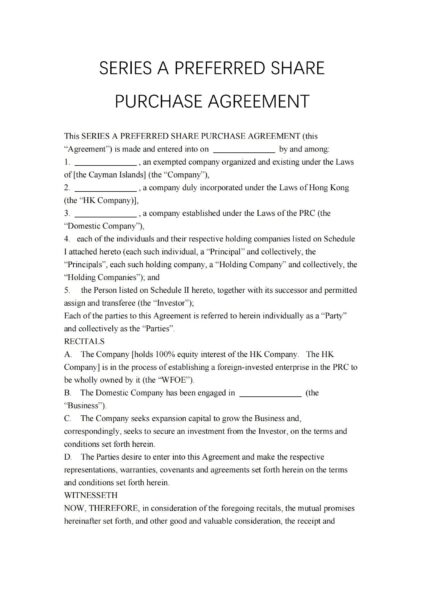 SERIES A PREFERRED SHARE PURCHASE AGREEMENT