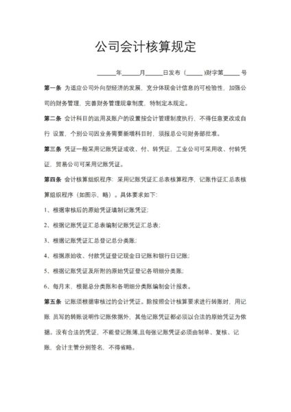 公司会计核算规定