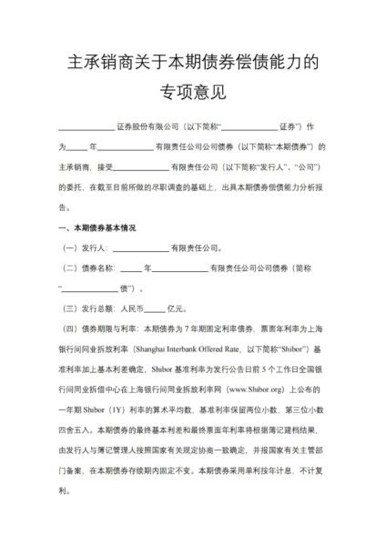 主承销商关于本期债券偿债能力的专项意见